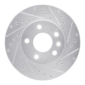 Volkswagen EuroVan Brake Rotor (1) - Front Right - R1 Concepts - Drilled & Slotted - Silver - `96-`00